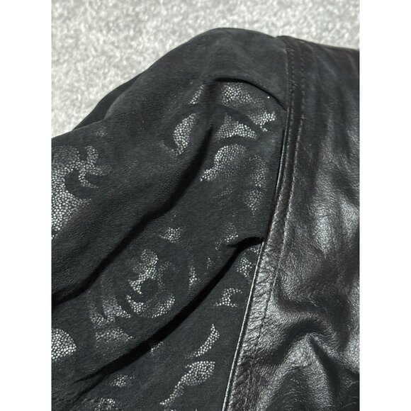 Vintage Winlit Western Lace Pattern Leather Jacket Women's Size Medium Black - Picture 11 of 16